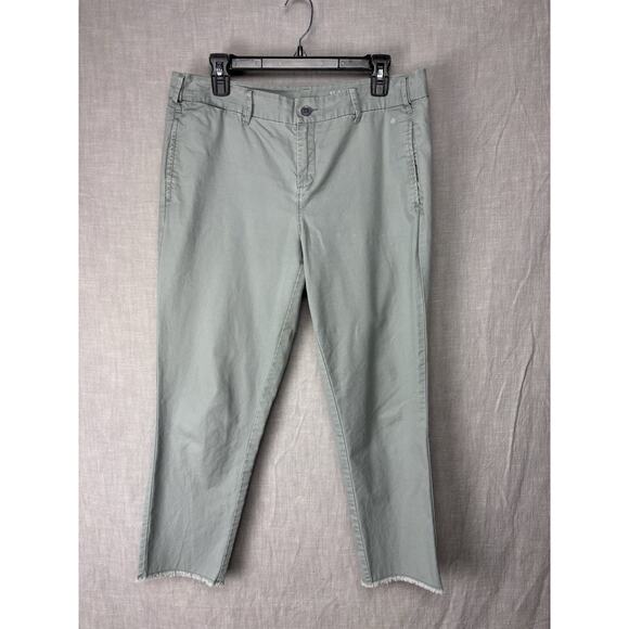 G1 Goods Paper Twill Pants Light Green Cotton Chino Raw-Hem Women's Size 10 - Picture 1 of 9